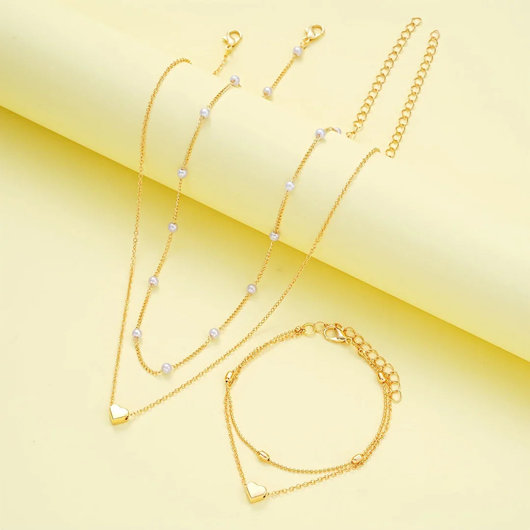 Conjunto de collar y pulsera con corazón, vista 5