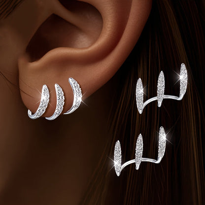 Pendientes trepadores de tres garras con strass