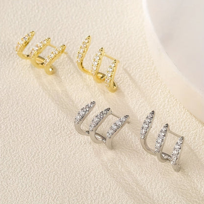 Pendientes trepadores de tres garras con strass, vista 8