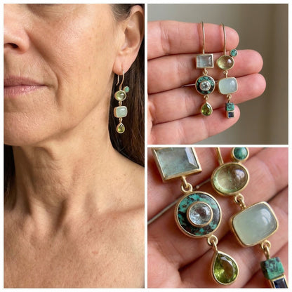 Pendientes vintage verdes, vista 2