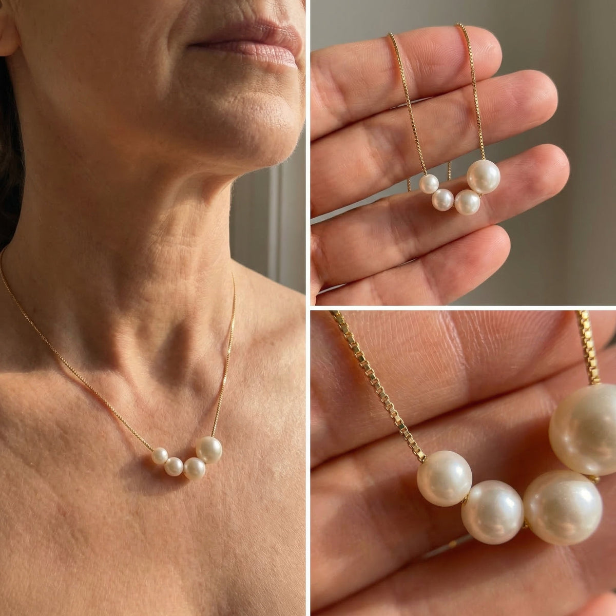 Collar con tres perlas, vista 2