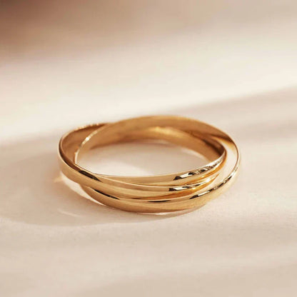 Anillo dorado triple, vista 3