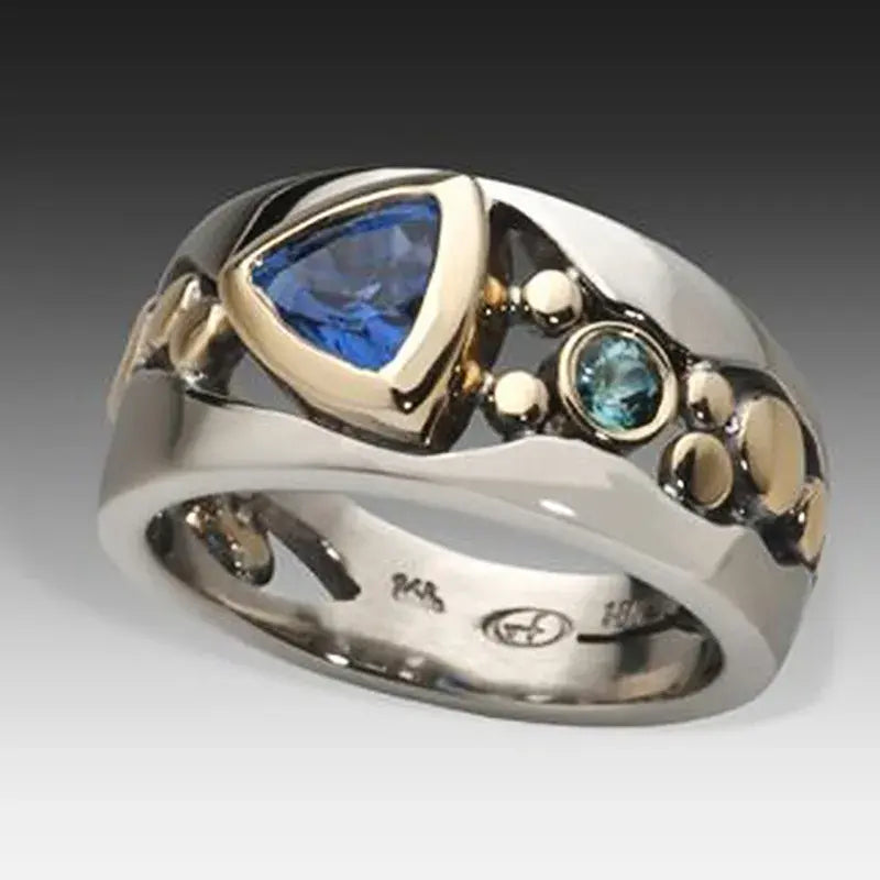 Anillo vintage con cristal azul