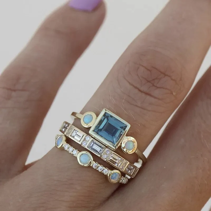 Set de anillos vintage con cristales