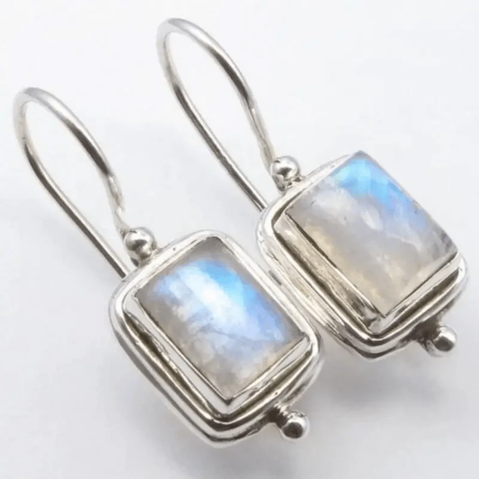 Pendientes vintage con piedra opalina cuadrada
