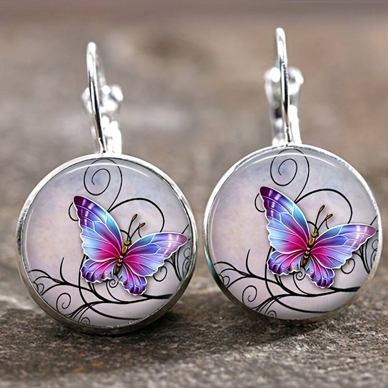 Pendientes vintage de mariposa con cristales