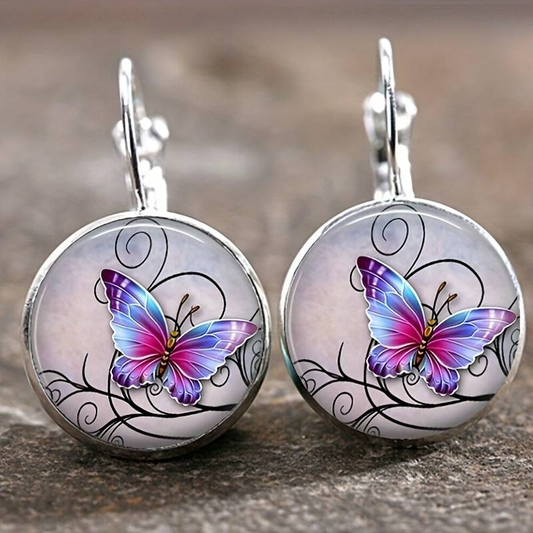 Pendientes vintage de mariposa con cristales