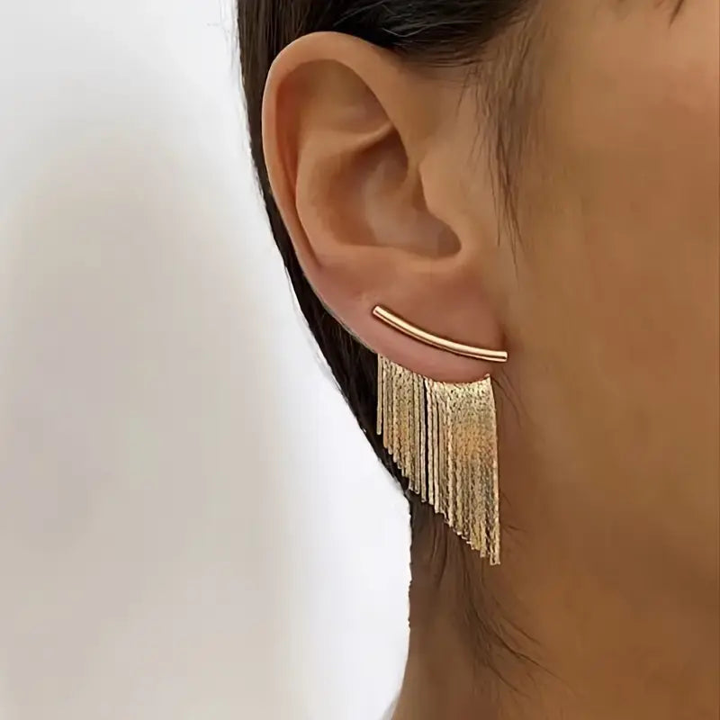 Pendientes largos vintage dorados