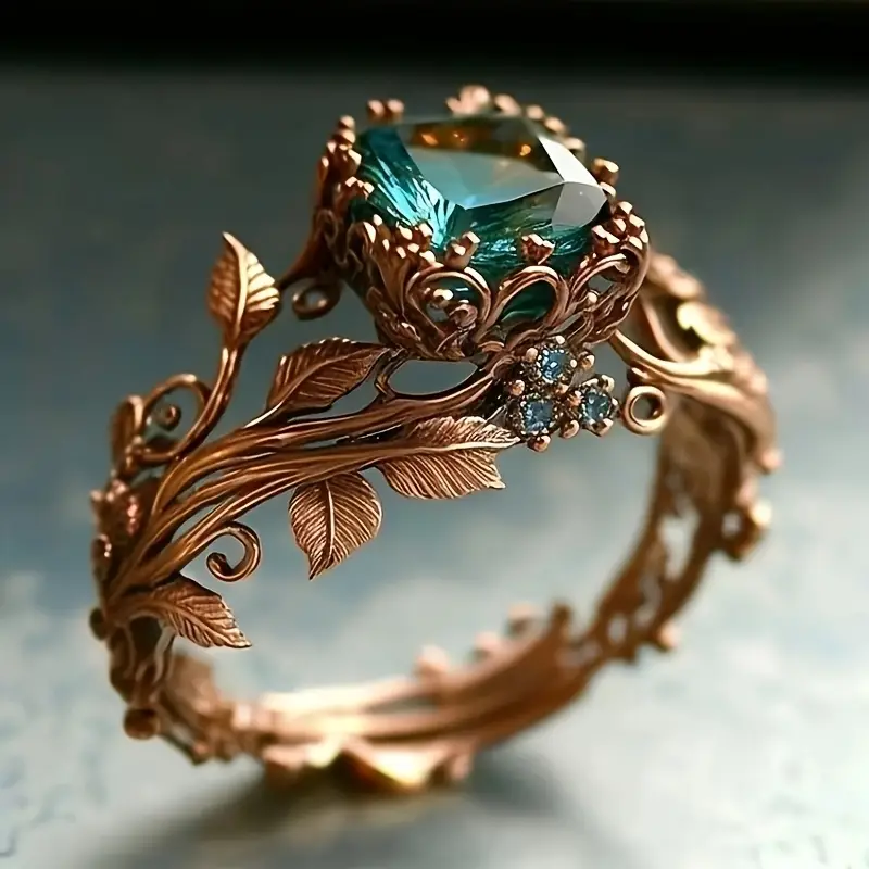 Anillo con cristal verde