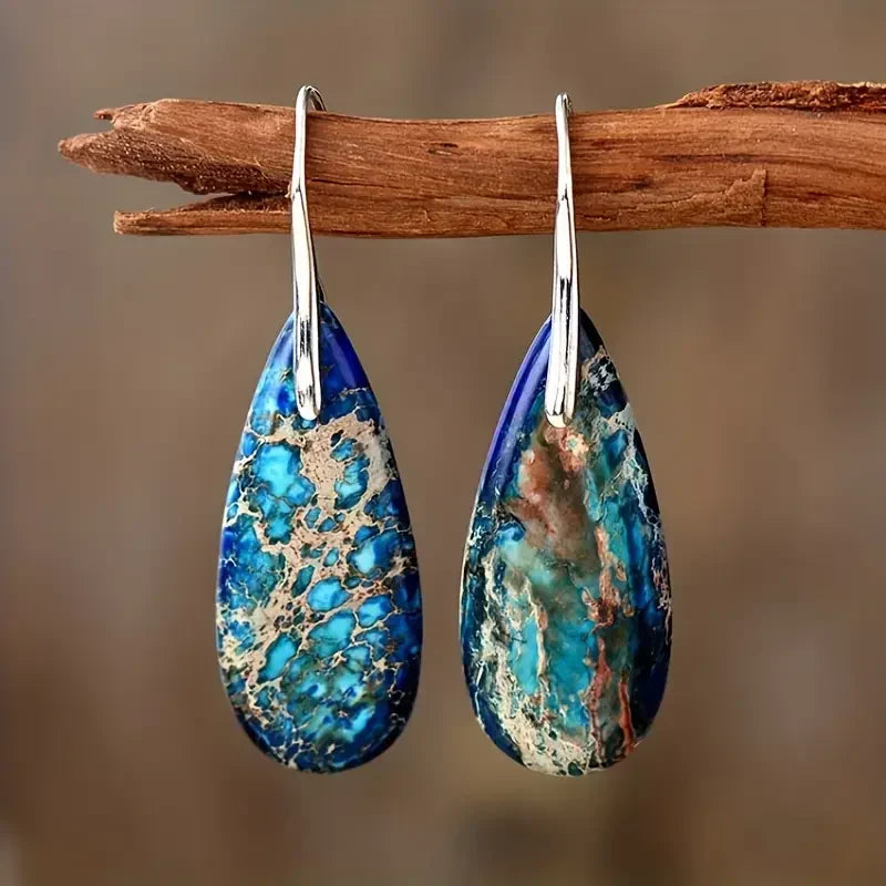 Pendientes con piedra azul océano