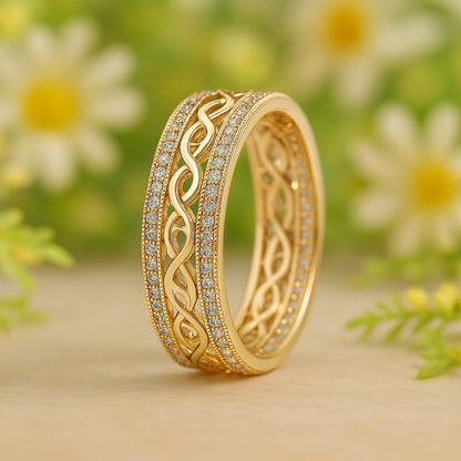 Anillo dorado calado, vista 3