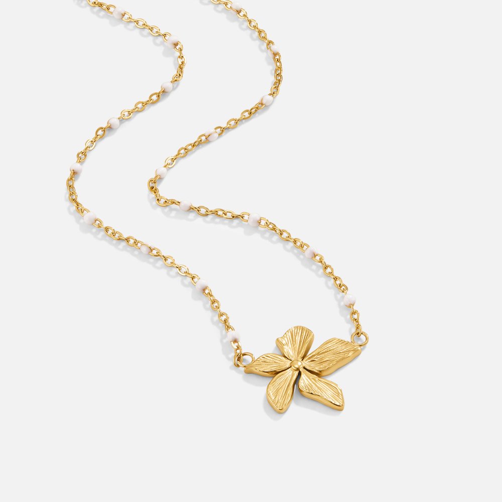 Collar dorado con flor, vista 3
